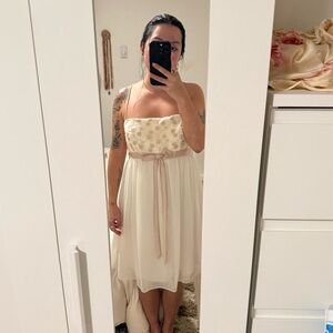 Jessica McClintock Cream Satin Babydoll Dress